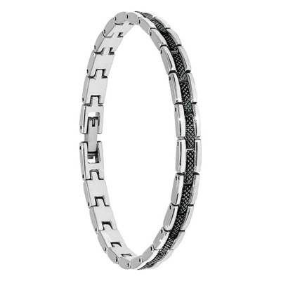 Steel and Black Santorin Bracelet, 21 cm Length - HB4762 - Rochet