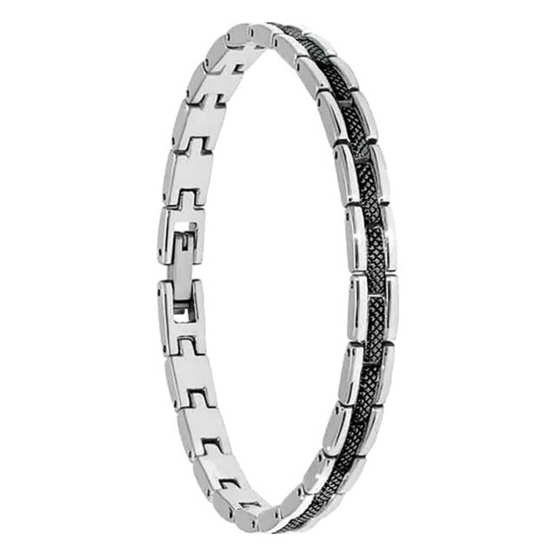 Steel and Black Santorin Bracelet, 21 cm Length - HB4762 - Rochet