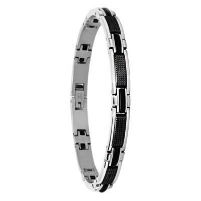 Bracelet Magnum Acier & PVD Noir, Longueur 22 cm - B031981 - Rochet