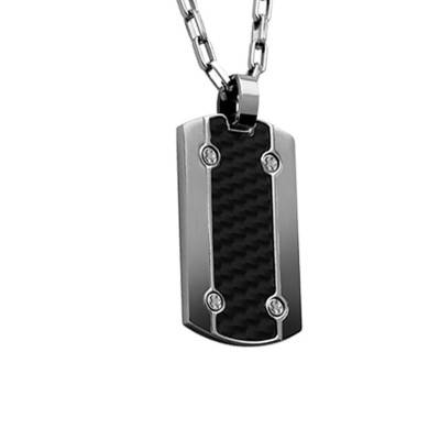 Steel & Carbon Hybrid Necklace, Length 50 cm - P401381 - Rochet