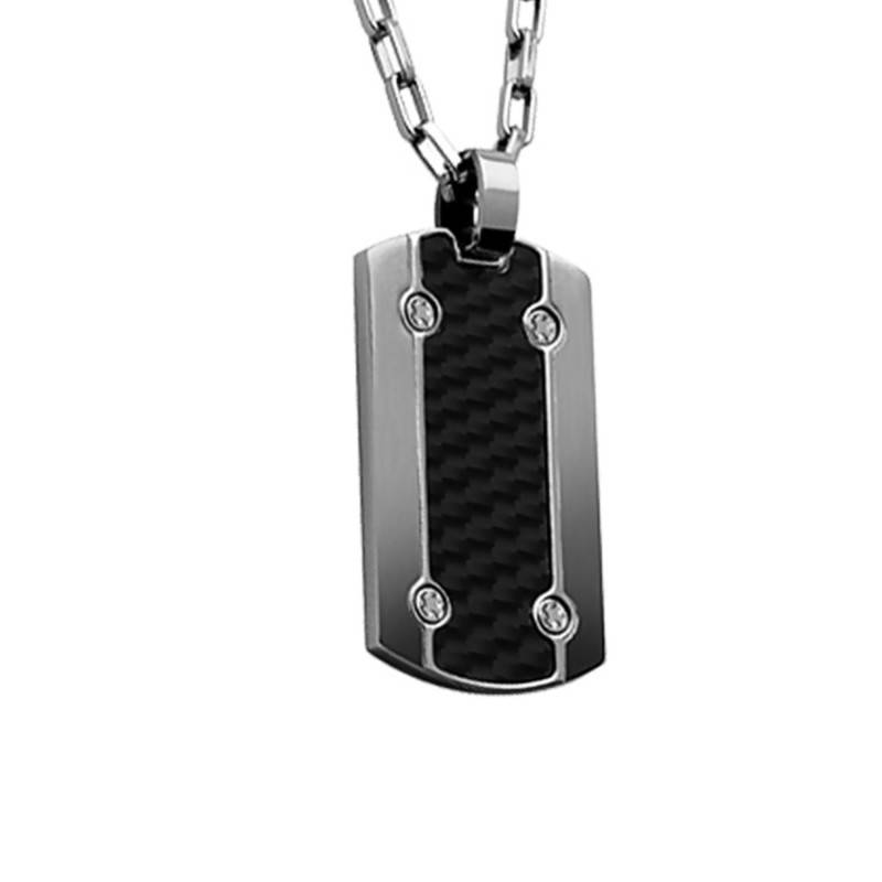 Steel & Carbon Hybrid Necklace, Length 50 cm - P401381 - Rochet