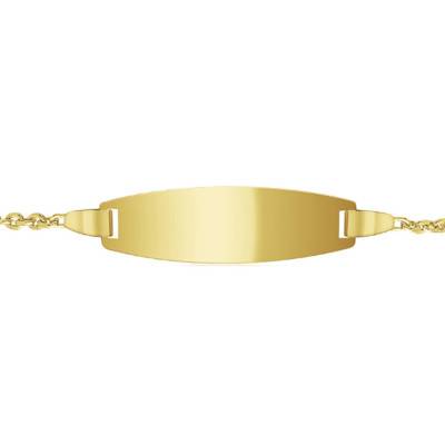 375/1000 Yellow Gold Barrel Baby ID Bracelet with Red Corals, Length 12 cm to 14 cm or 14 cm to 16 cm - Bambins