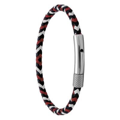 Bracelet Driver acier et lien tressé bleu blanc rouge, Longueur 20 cm - HB1430199 - Rochet