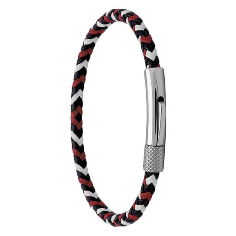 Blue White Red Braided Cord Steel Driver Bracelet, Length 20 cm - HB1430199 - Rochet