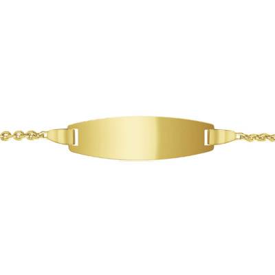 375 Yellow Gold & Malachite Barrel Baby ID Bracelet, Length 12 cm to 14 cm or 14 cm to 16 cm - Bambins