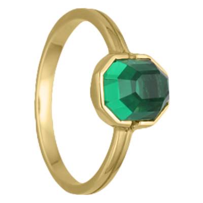 Bague Cristal Vert Octogonal en Or Jaune 750 - Rosatella