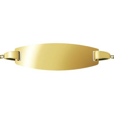 Gourmette Plaque Tonneau en Or Jaune 375 ou 750, Longueur 12 à 14 cm ou 14 à 16 cm - Bambins