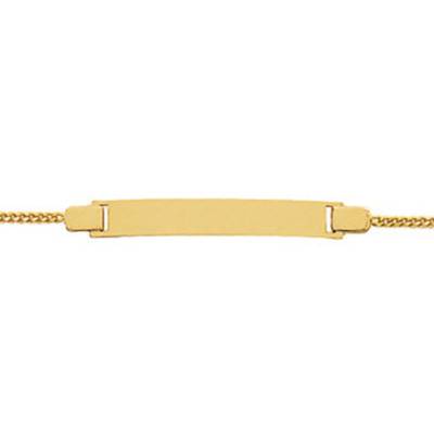 Gourmette Rectangle & Coeur, Or Jaune 750, Longueur 14 cm réglable - Bambins
