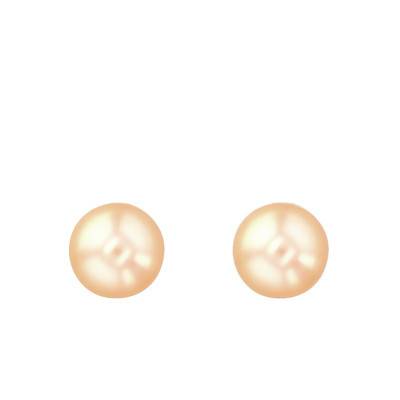 750/1000 Yellow Gold & Light Pink Cultured Pearl Stud Earrings - Porchet