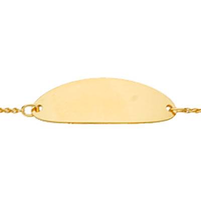 375/1000 Yellow Gold Cable Chain Baby ID Bracelet, Adjustable Length 14 cm - Bambins