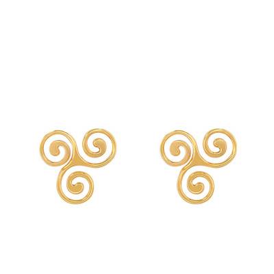 Yellow Gold 375 or 750 Triskel Stud Earrings - Rosatella