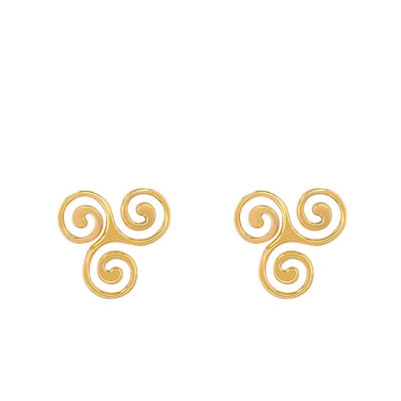 Yellow Gold 375 or 750 Triskel Stud Earrings - Rosatella