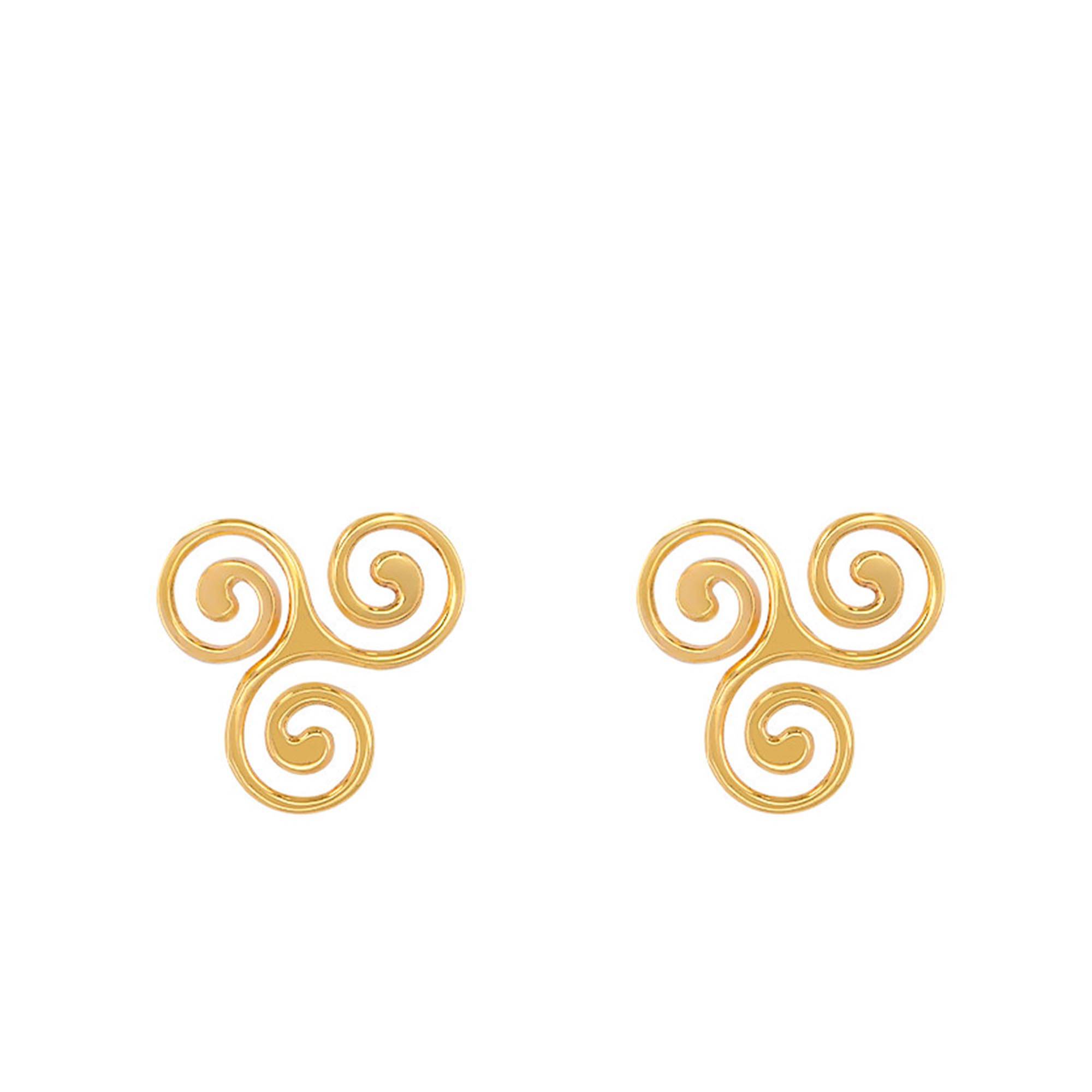 Boucles D'oreilles Puces Triskel - Plaqué Or 18 Carats, Garanti Sans Nickel - Neuf Avec étiquettes