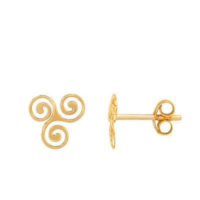 Yellow Gold 375 or 750 Triskel Stud Earrings - Rosatella