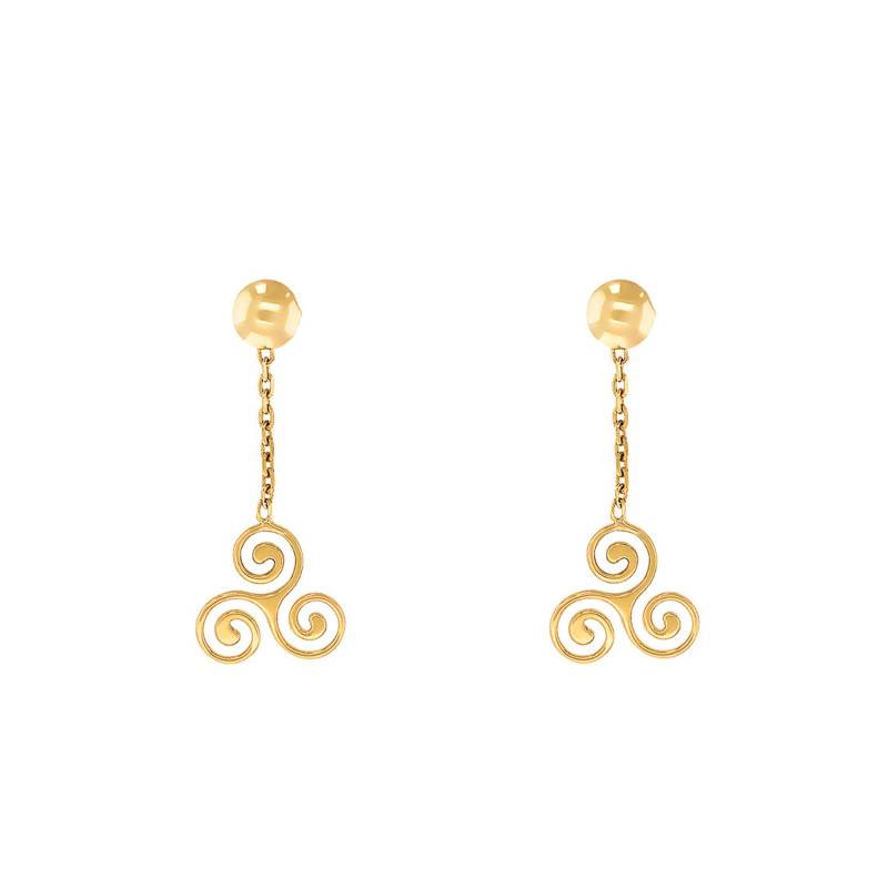 Yellow Gold 375 or 750 Triskel Drop Earrings - Rosatella