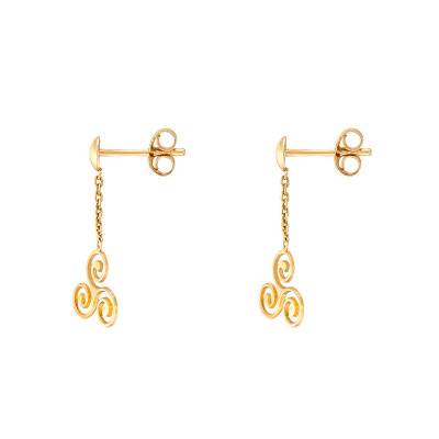 Boucles d'oreilles Pendantes Triskel, Or Jaune 375 ou 750 - Rosatella