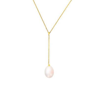 750 Yellow Gold & White Cultured Pearl Necklace, Length 42 cm - Porchet