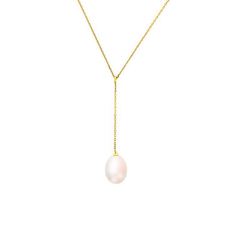 750 Yellow Gold & White Cultured Pearl Necklace, Length 42 cm - Porchet