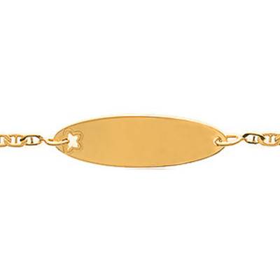 Gourmette bébé ovale & étoile, Or Jaune 375, Longueur 14 cm réglable - Bambins