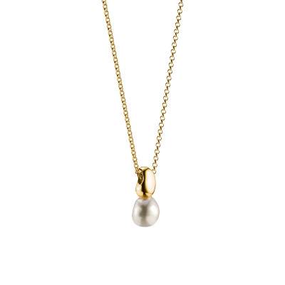 Natural Beauty 18K Yellow Gold-Plated Freshwater Pearl Necklace, Length 40 to 45 cm - KE2318 - Thomas Sabo