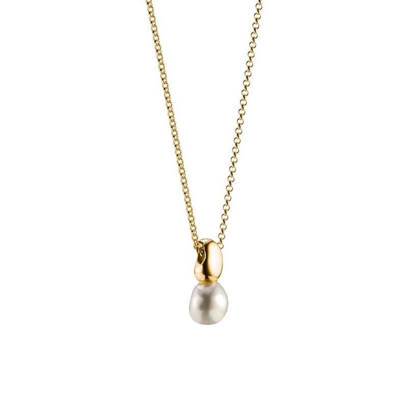 Natural Beauty 18K Yellow Gold-Plated Freshwater Pearl Necklace, Length 40 to 45 cm - KE2318 - Thomas Sabo
