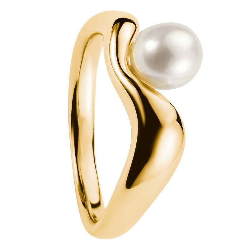 Natural Beauty Yellow Gold-Plated Ring with Freshwater Pearl - TR2485-430-14 - Thomas Sabo