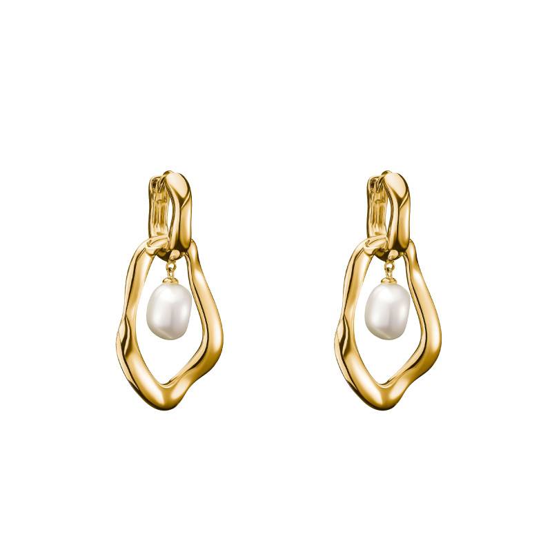 "Natural Beauty Yellow Gold-Plated & Freshwater Pearl Earrings - H2321-430-14" - Thomas Sabo
