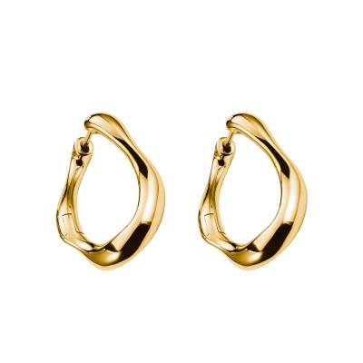 Yellow Gold-Plated Natural Beauty Small Organic Shapes Hoop Earrings - - Thomas Sabo