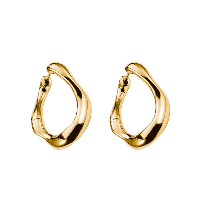 Yellow Gold-Plated Natural Beauty Small Organic Shapes Hoop Earrings - - Thomas Sabo
