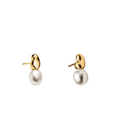 Yellow Gold Plated Natural Beauty Drop Earrings & Freshwater Pearls - H2320-430-14 - Thomas Sabo