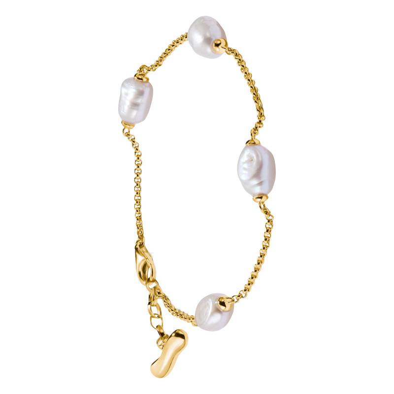 Yellow Gold-Plated Natural Beauty Bracelet with Freshwater Pearls, Adjustable 16 cm to 19 cm - A2189-430-14 - Thomas Sabo