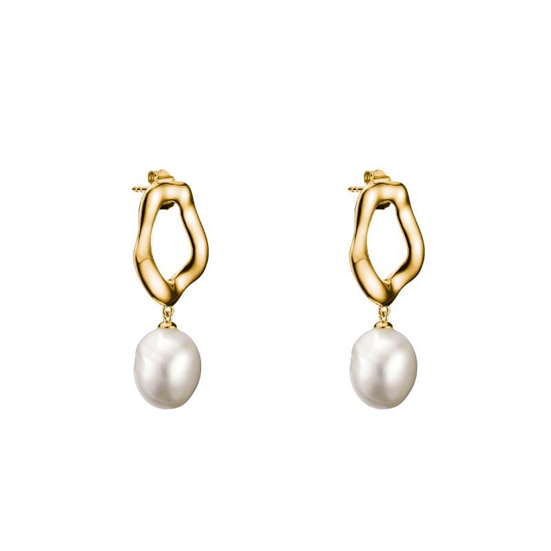 Yellow Gold Plated Natural Beauty Drop Earrings & Freshwater Pearls - H2322-430-14 - Thomas Sabo