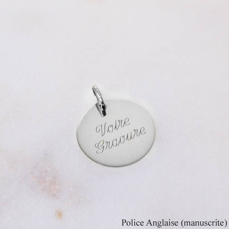 Pendentif Médaille Ronde Argent 925 - Gravure Incluse - 17 Mm - Cadeau Personnalisé Tata Gisèle