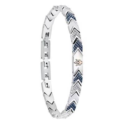 Bracelet Iconic à Chevrons Bleus en Acier, Longueur 18 à 21,50 cm - JM225AVD88 - Maserati