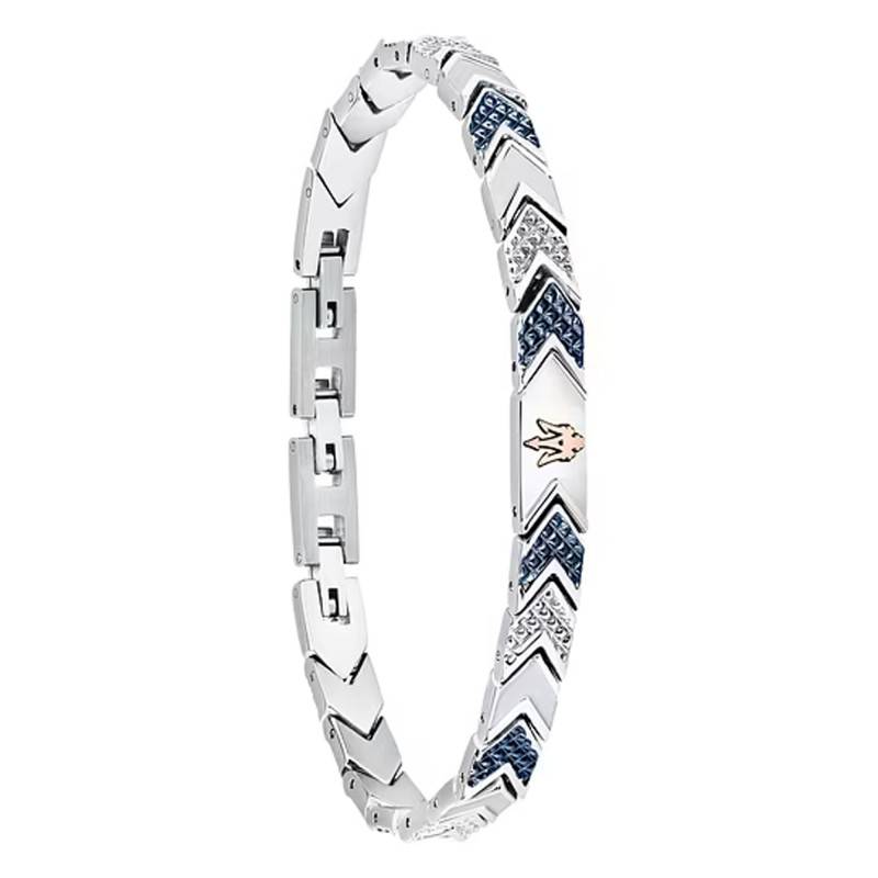 Steel Blue Chevron Iconic Bracelet, 18 cm to 21.50 cm - JM225AVD88 - Maserati