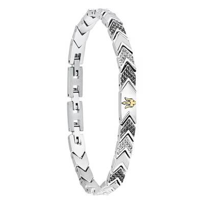 Bracelet Iconic à Chevrons Noirs en Acier, Longueur 18 à 21,50 cm - JM225AVD89 - Maserati