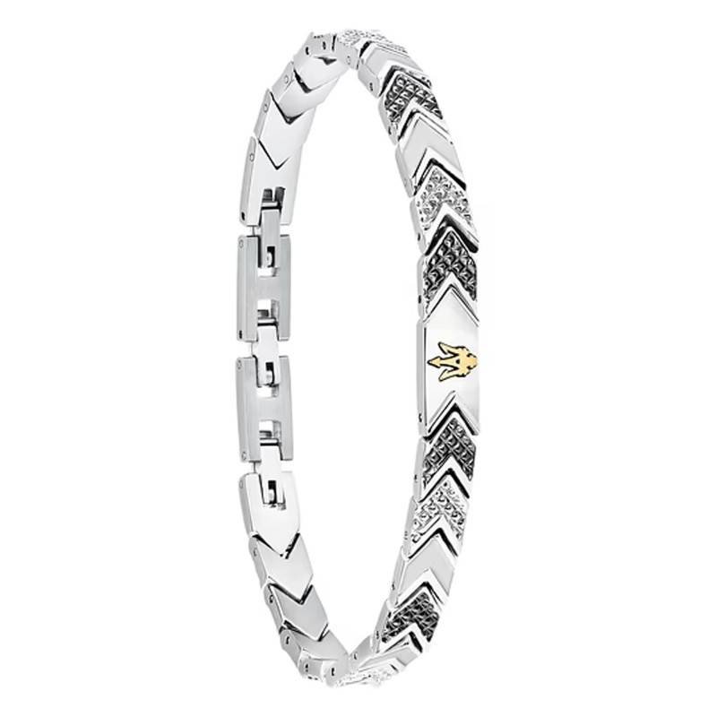 Steel Black Chevron Iconic Bracelet, 18 cm to 21.50 cm - JM225AVD89 - Maserati