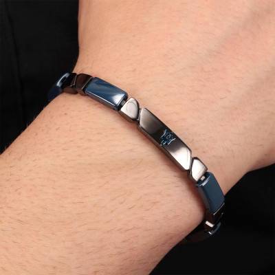 Bracelet en Acier Bicolore & Céramique Bleue, Longueur 22 cm - JM221ATZ01 - Maserati