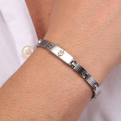 Rose Gold PVD & Steel Grooved Bracelet, 22 cm - JM121ATK12 - Maserati