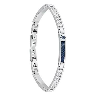 Bracelet Iconic en Acier Gris & Bleu, Longueur 18,5 cm à 21,5 cm - JM423AVD22 - Maserati