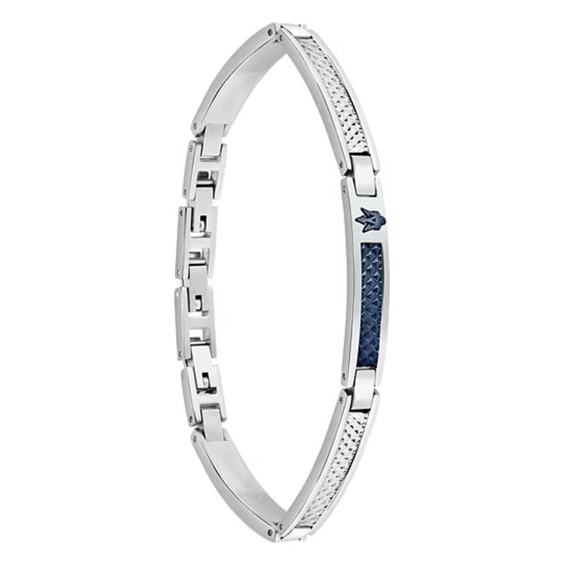 Gray and Blue Steel Iconic Bracelet, Length 18.5 cm to 21.5 cm - JM423AVD22 - Maserati