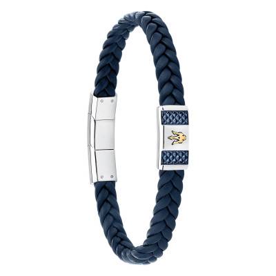 Bracelet en Acier Bleu & Cuir Recyclé Tressé Bleu, Longueur 19 à 20 cm - JM4249IK03 - Maserati