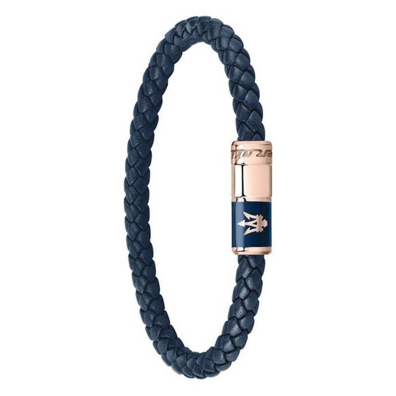 Rose Steel and Blue Leather Bracelet, Length 21 cm - JM222AVE09 - Maserati