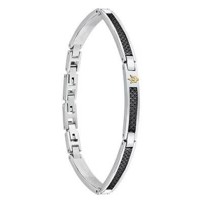 Gray & Black Steel Iconic Bracelet, Length 18.5 cm to 21.5 cm - JM423AVD24 - Maserati