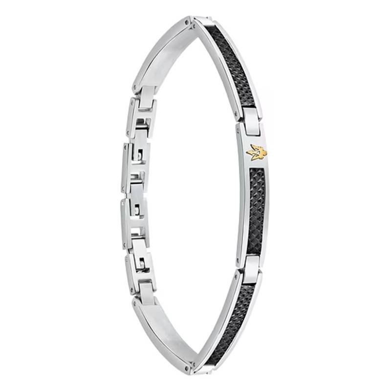 Gray & Black Steel Iconic Bracelet, Length 18.5 cm to 21.5 cm - JM423AVD24 - Maserati