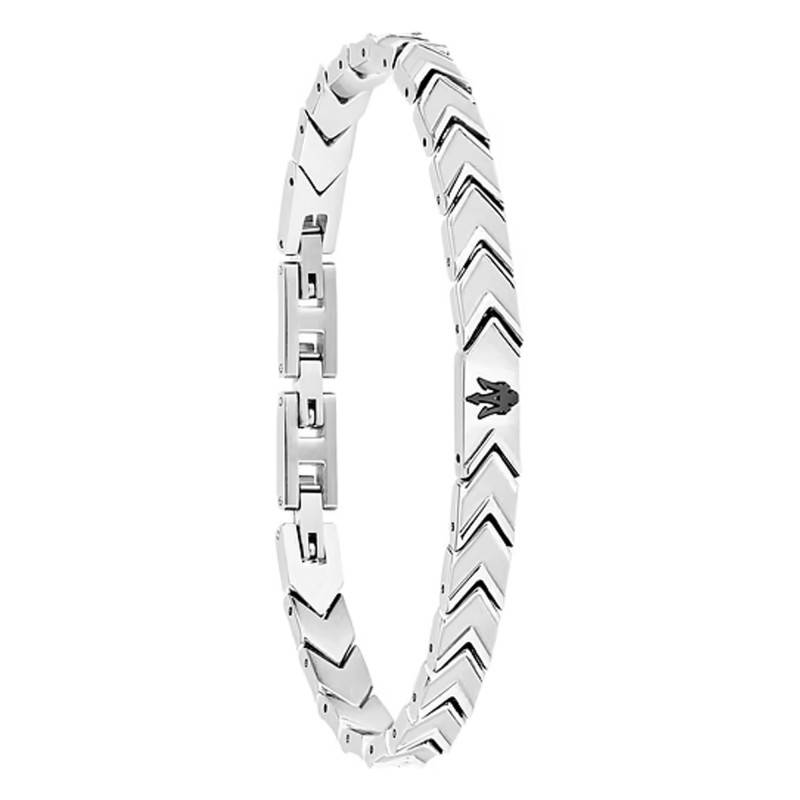 Gray Chevron Iconic Steel Bracelet, Length 18 cm to 21.5 cm - JM225AVD91 - Maserati