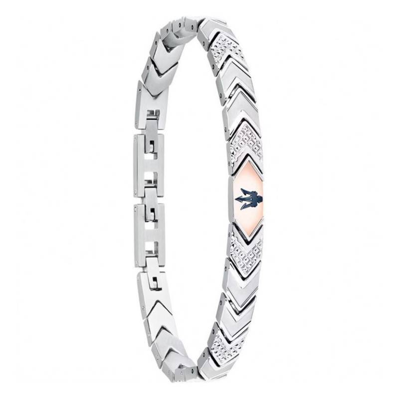 Grey Diamond-Cut Chevron Iconic Steel Bracelet, Length 18 cm to 21.5 cm - JM225AVD90 - Maserati