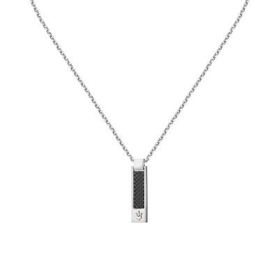 Steel Iconic Plaque Necklace, Length 45 cm to 50 cm - JM423AVD19 - Maserati