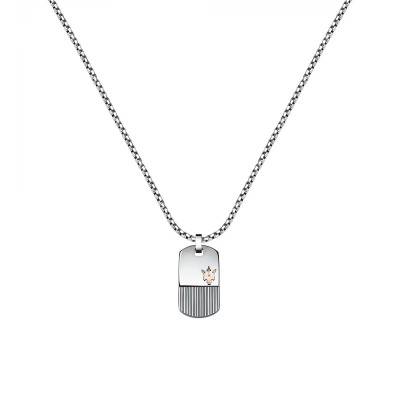 Collier Plaque Striée en Acier Bicolore, Longueur 60 cm - JM121ATK08 - Maserati
