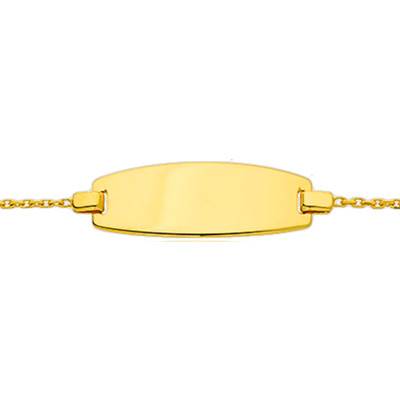 375/1000 Yellow Gold Oval Two Open-Worked Hearts Baby ID Bracelet, Adjustable Length 14 cm, Width 1 mm - Bambins